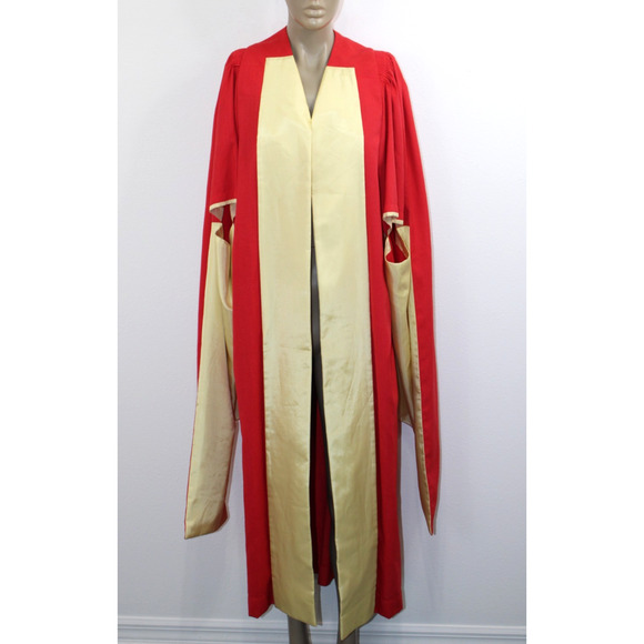 Vintage J. Wippell & Co Red & Gold Graduation Academic Robe Gown 52" England - Picture 2 of 12